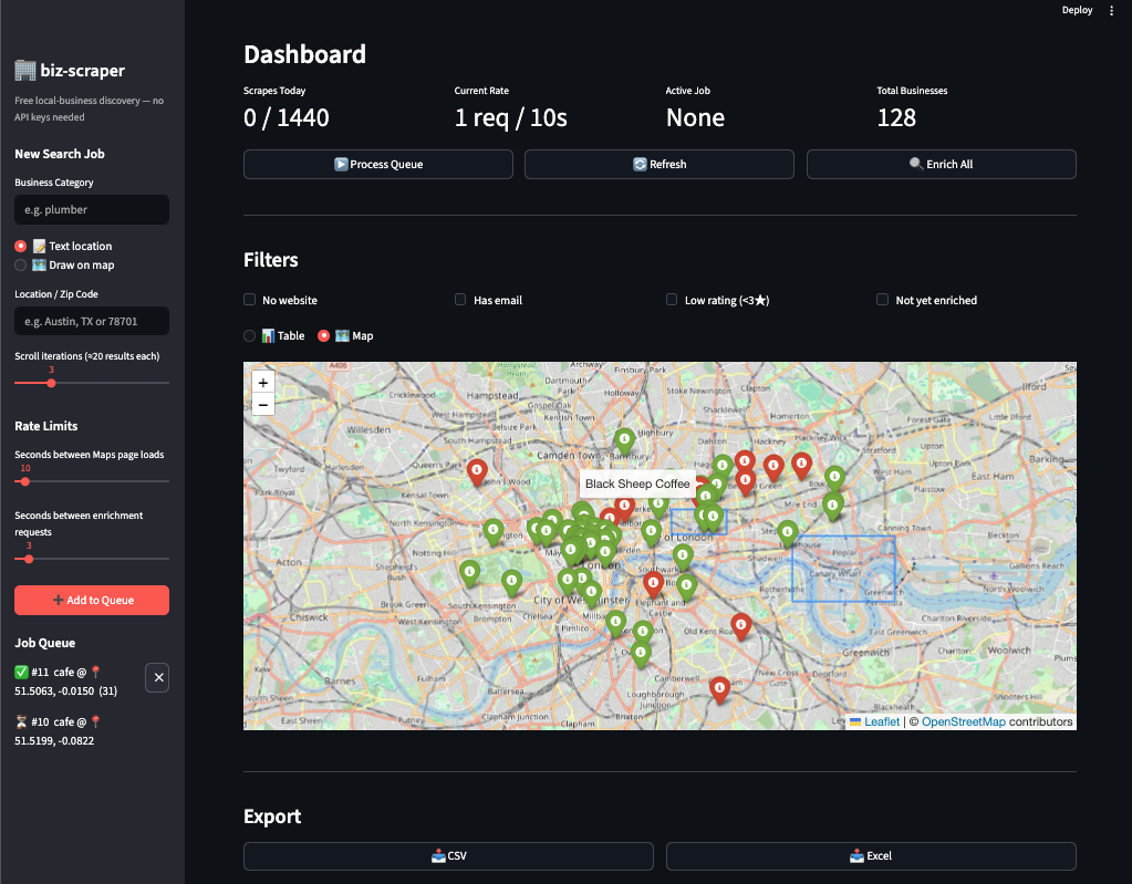 Business Scraper Dashboard