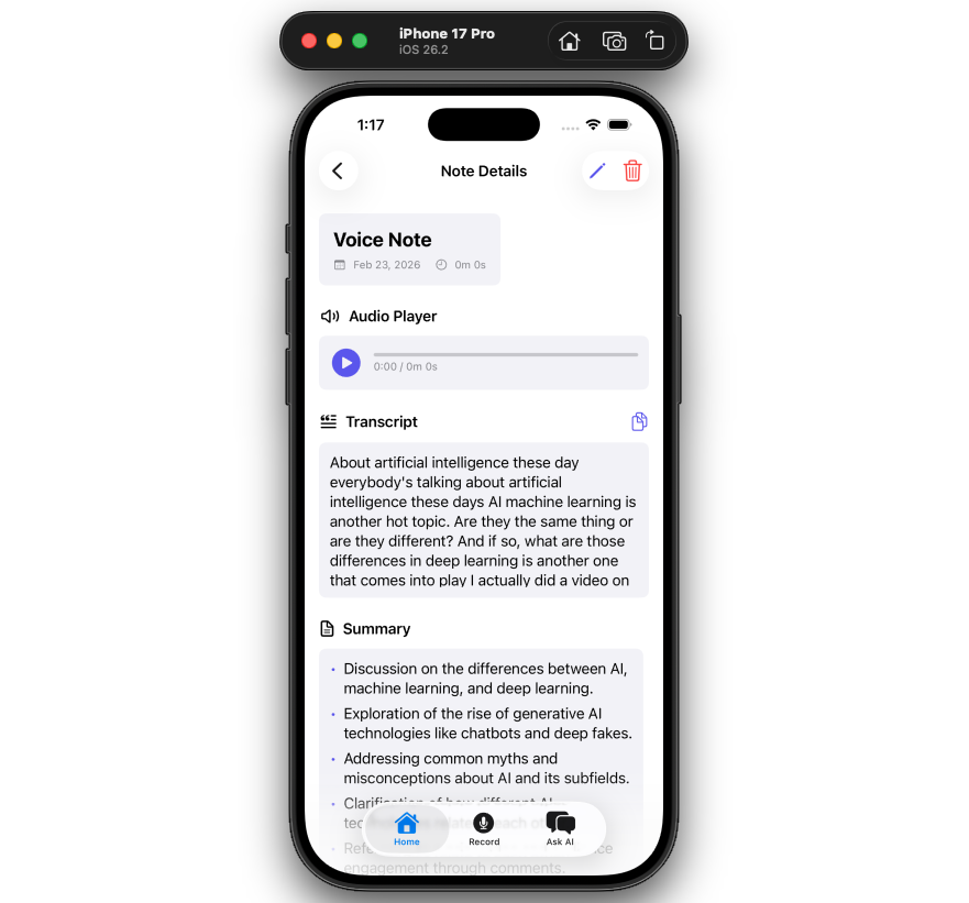VoiceBrain iOS App